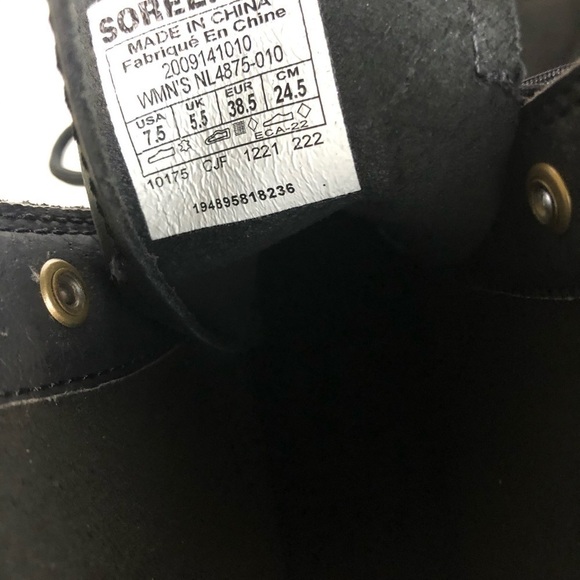 Sorel Waterproof Hi Line Leather Black Lace Up Lug Heel Ankle Boots Sz 7.5 - NEW - Picture 7 of 7